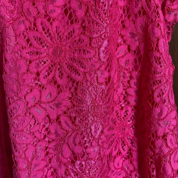 Nanette Lepore Vibrant Pink Lace Blouse - Picture 2 of 3